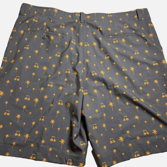 Golf America Men’s 42 Palm Tree Golf Cart Print Performance Shorts Gray Orange - Picture 6 of 6